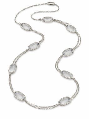 Kendra Scott Kellie Silver Tone Gray Long Station Necklace